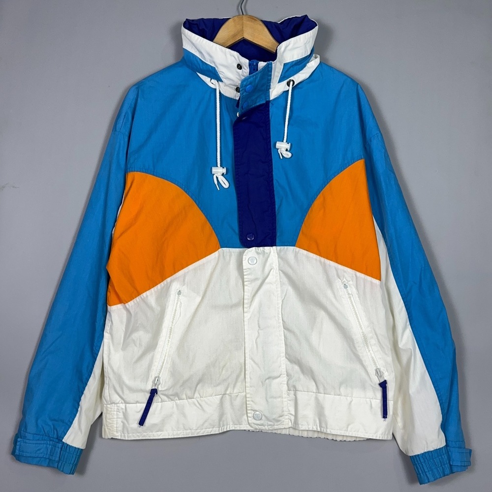 Field & Stream Colorblock 90s Jacket Windbreaker Mens Large Blue Orange Gorpcore